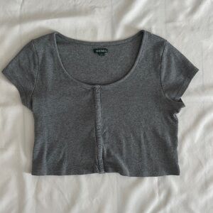 Wild Fable Charcoal Buttoned Crop Top